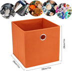 Orange Storage Cubes Bins 11x11x11 Cubicle Cubes Organizer Baskets Fabric Storage Drawers Foldable Cubes Storage Boxes Collapsible Cubes Inserts Storage for Closet Organizer Shelves ,QY-SC20-3