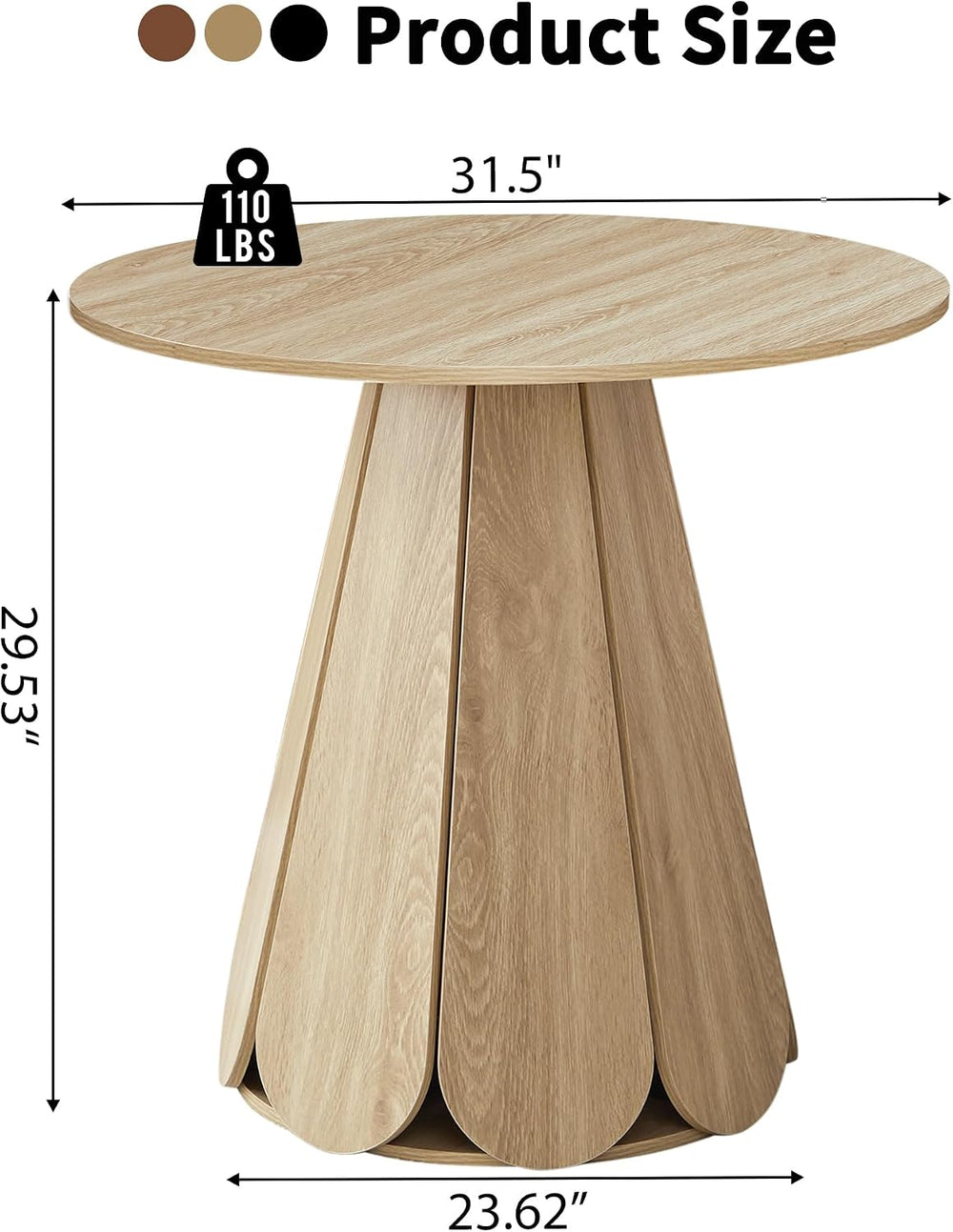 31.5" Round Dining Table for 2-4 People, Modern Small Kitchen & Dini...