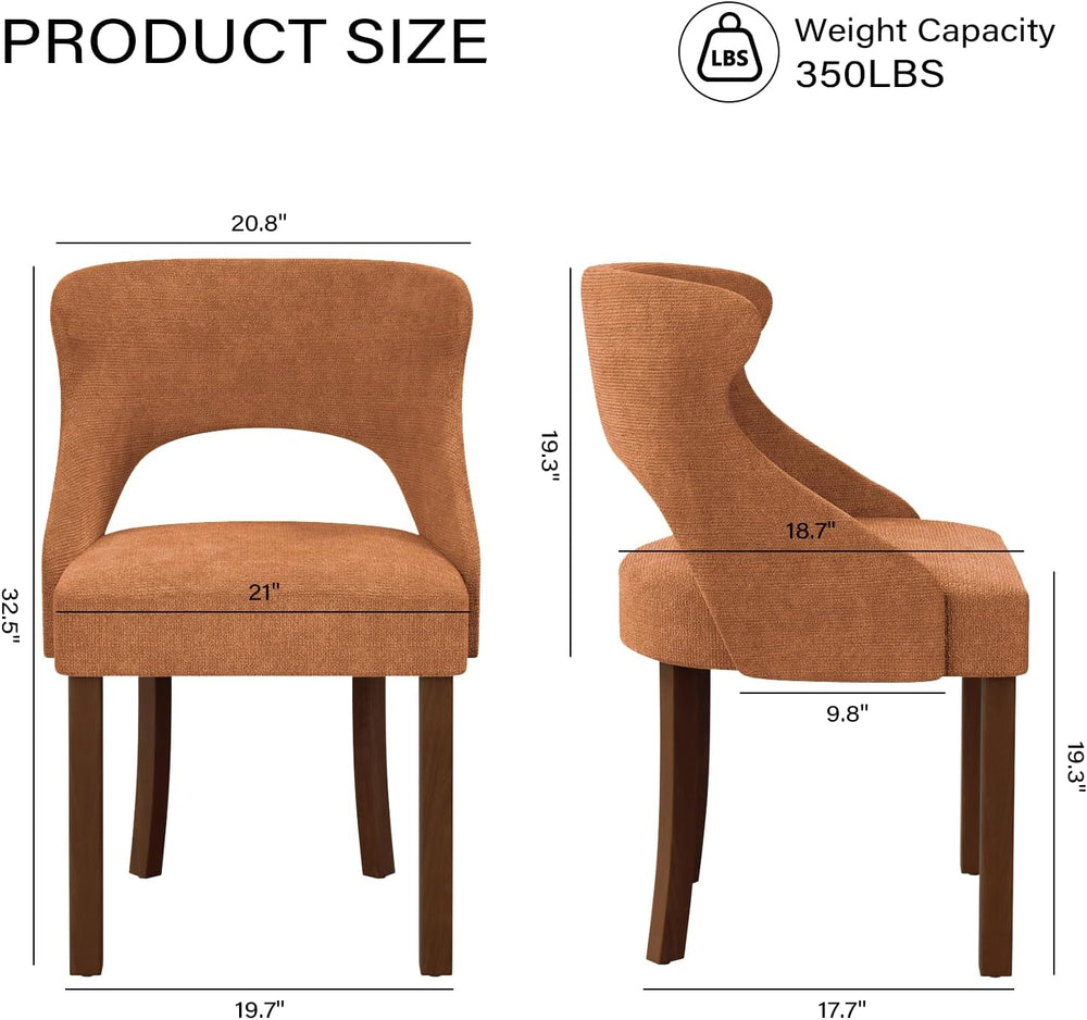 Wooden Dining Chairs Set of 4,Mid Century Modern Fabric Upholstered Dining Ro...