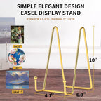 Kruodop 10 Inch Plate Stands for Display, 3 Pack Plate Holder Display Stand, Gold Metal Frame Easel Holder Stand for Pictures,Book, Photo, Decorative Plate-Gold