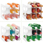 mDesign Plastic Free-Standing Water Bottle Organization/Wine Rack Storage Organizer for Kitchen Countertops, Cabinet, Bin, Pantry, Fridge, Refrigerator, 3 Tiers, 9 Bottles, Lumiere Collection - White