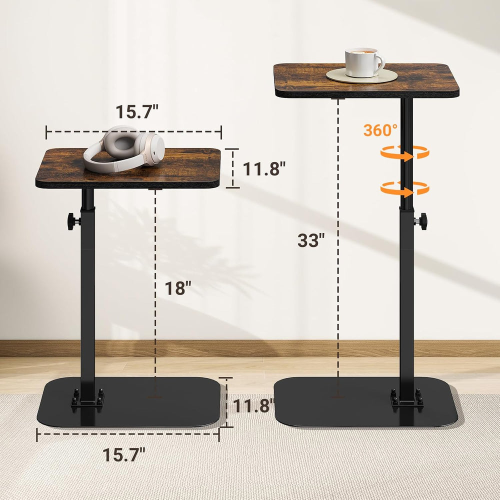 ELYKEN Adjustable Height TV Tray Table for Couch, 360° Swivel Side Table | C ...