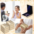 10 Pcs Pendant Necklace Box with LED Light Velvet Necklace Case for Pendant Bracelet Ring Earring, Jewelry Storage(Gold)