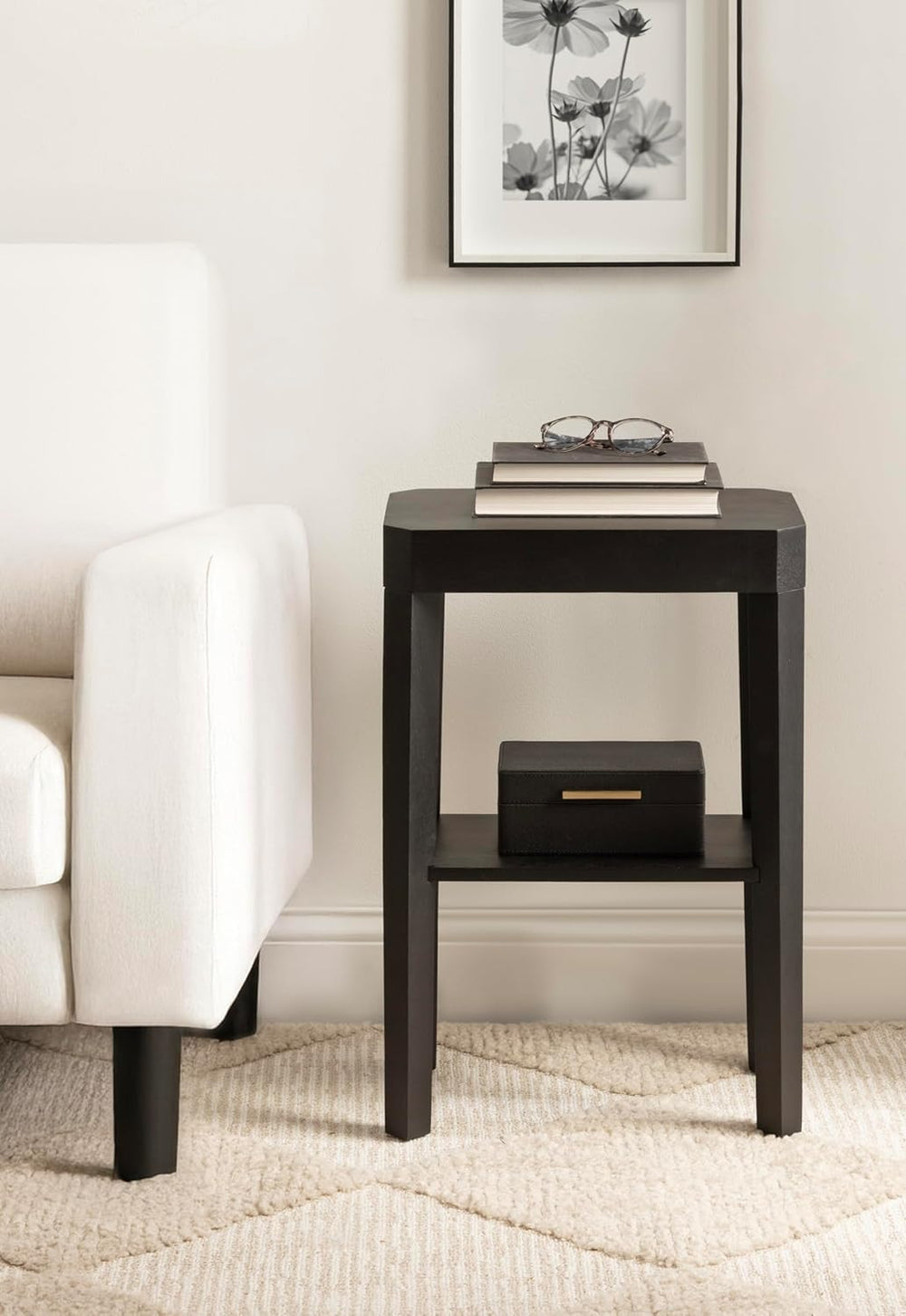 Kate and Laurel Talcott Modern Rectangle Wood Side Table, 16 x 10 x 25, Black...