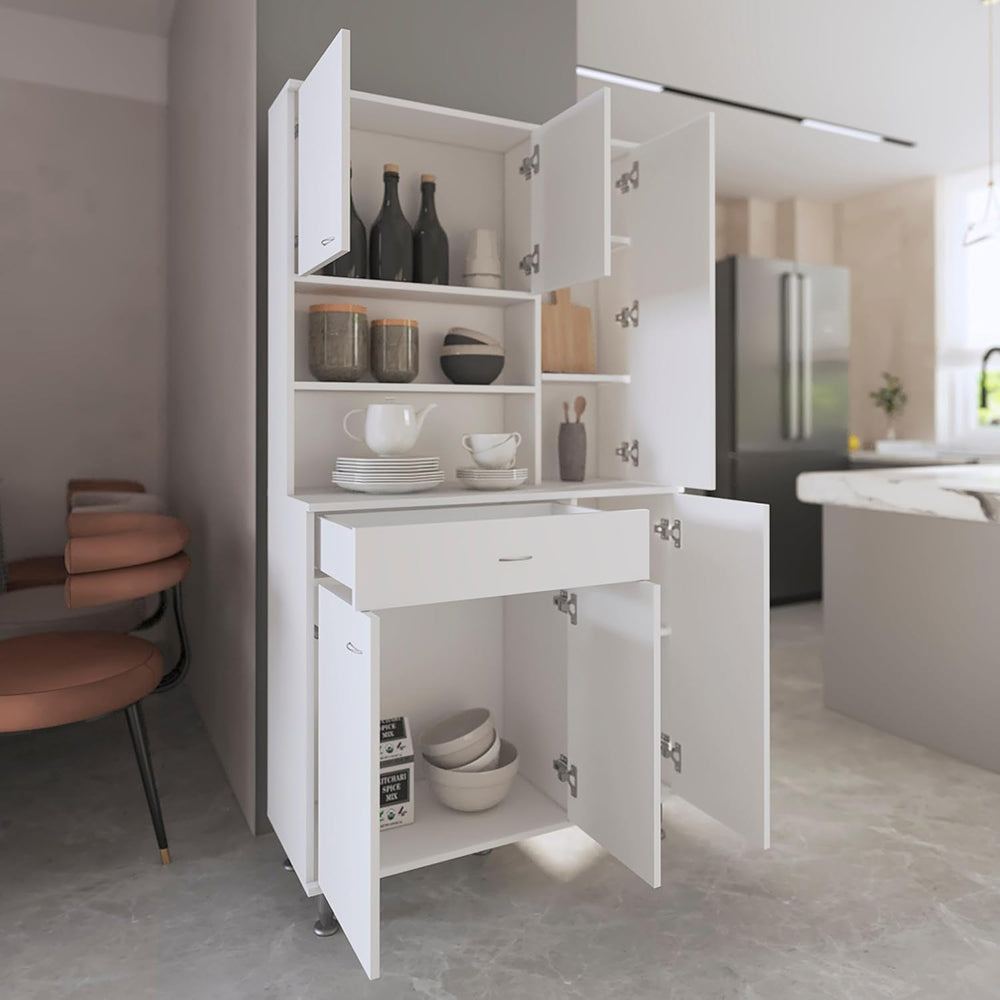 1 Shelf 1 Drawer Pantry Cabinet White