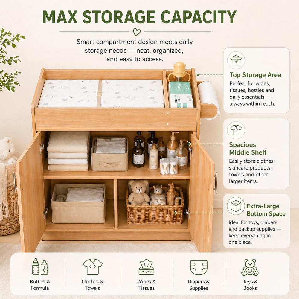 Ogears Daycare Changing Table with Storage & Machine-Washable Changing Pad