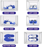 Shoe Storage 6 Pack Size 13 Acrylic Clear Shoe Storage Box Stackable Large Sneakers Display Case with Magnetic Door Hat Boxes Shoe Organizer for Closet