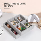 DesignSter Small Jewelry Tray, 2PCS Ring Organizer, Velvet Jewelry Display Tray, Stackable Jewelry Organizer Trays, Jewelry Drawer Organizer Inserts For Dresser, Jewelry Box (Gray)