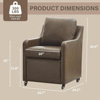 Rolled Dining Chair with Casters, Upholstered Modern Rolling Armchair with Wheels for Kitchen (1, PU Coffee)