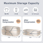 DIMJ Large Compression Comforter Storage Bag with Carry Handls, 100L Washable Blanket Storage Packing Totes, Space Saving Containers For Pillow, Clothes, Bedding, 4 PCS