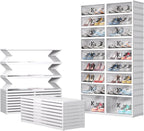 Dollate 9 Tiers 36 Pairs Foldable Shoe Rack, Large Shoe Storage with Magnetic Clear Door, Easy Assembly and Freely Movable Shoes Organizer, Large Capacity Shoe Shelf for Cloakroom, Entryway