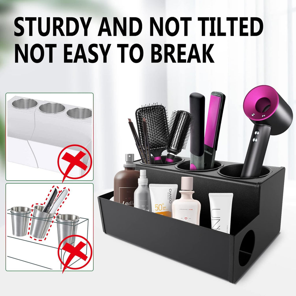 Hair Tool Holder Stainless: Wall Mounted Organizer for Bathroom & Salon - Heat Resistant Tool Storage for Homemakers & Stylists - Large Capacity Modern Black Design