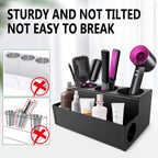 Hair Tool Holder Stainless: Wall Mounted Organizer for Bathroom & Salon - Heat Resistant Tool Storage for Homemakers & Stylists - Large Capacity Modern Black Design