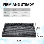 Real Natural Marble Tray for Bathroom, Vanity, Kitchen and Desktop, Rectangle Genuine Marble Stone Tray for Jewelry, Cosmetics, Candles, Lotion, Perfume and Home Decor Wood Grain