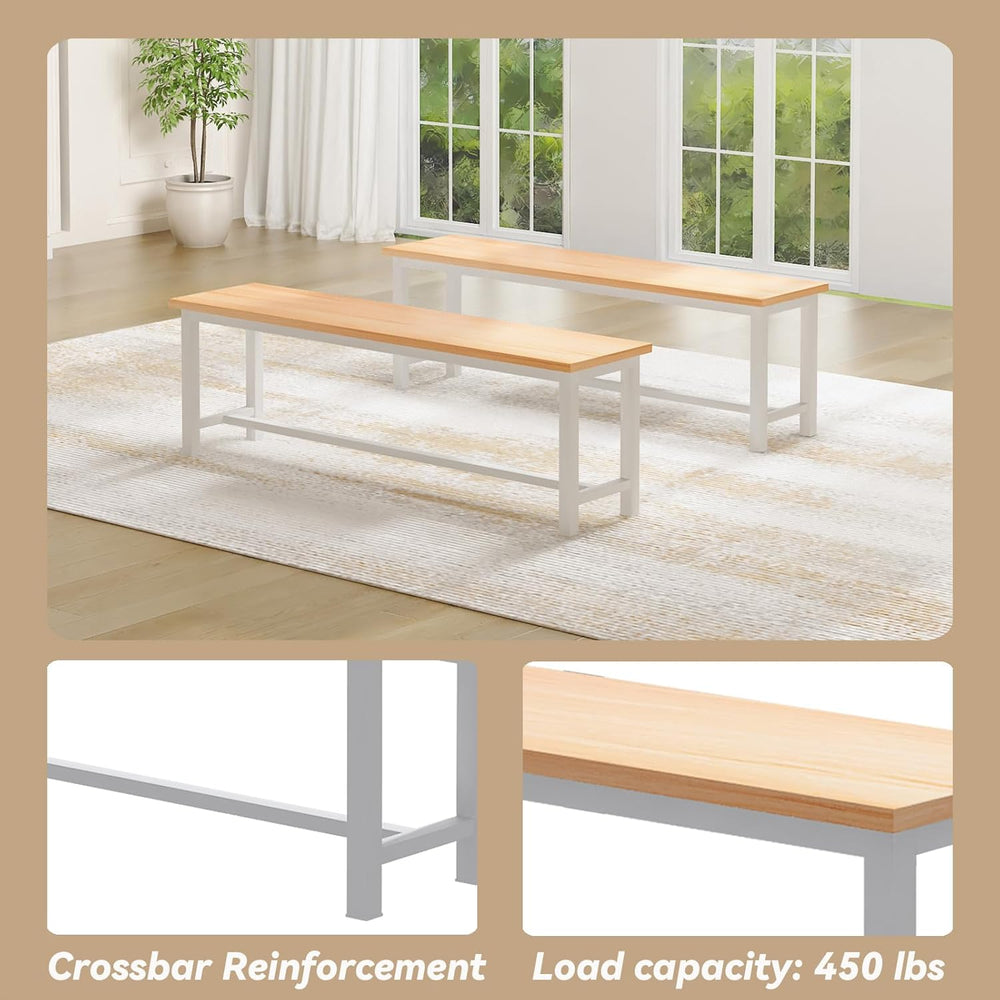 Recaceik Dining Table Set for 4 Kitchen Dining Room Set with 2 Dinner Benches...