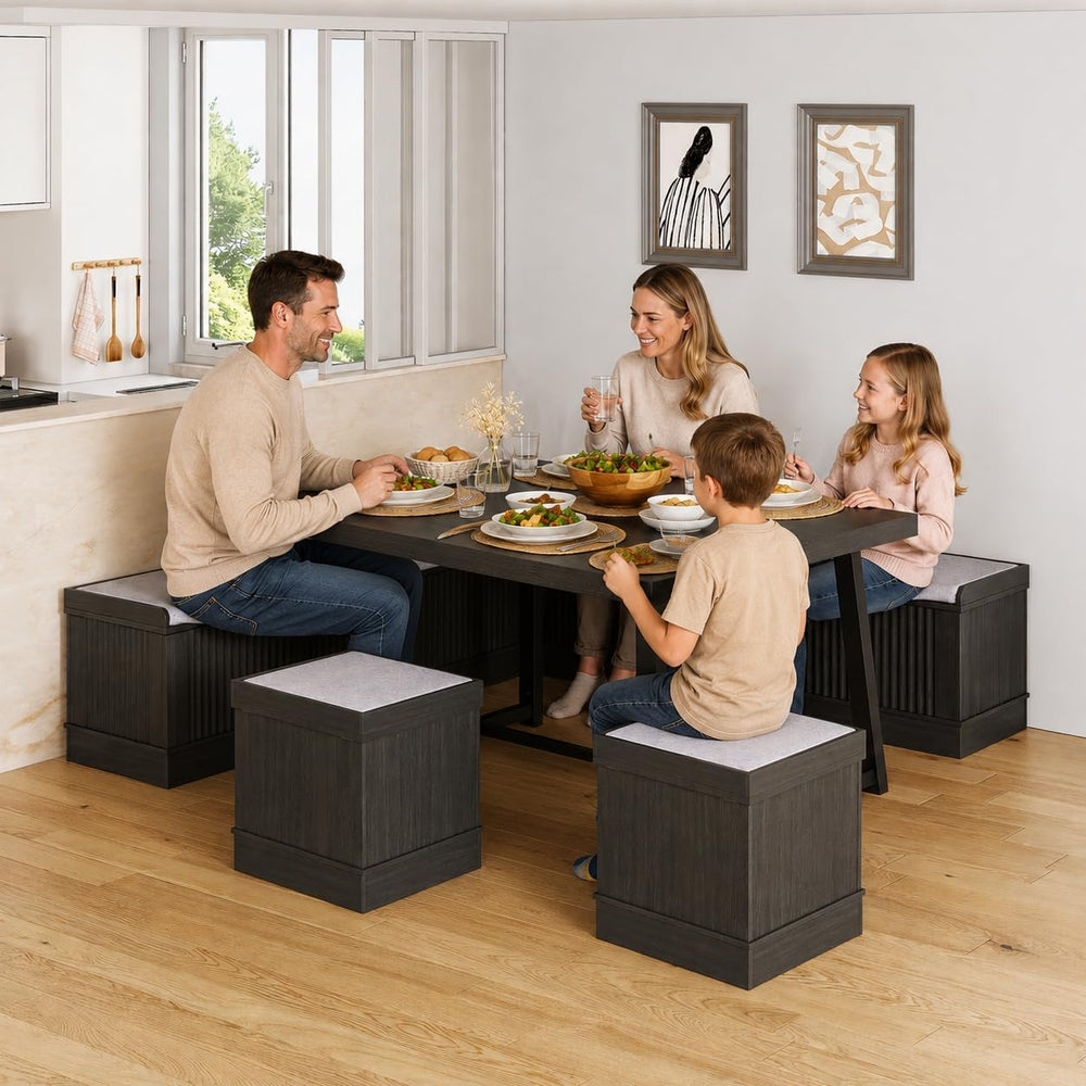 XIAO WEI Corner Dining Table Set, 6-Piece Breakfast Nook Dining Set with Stor...