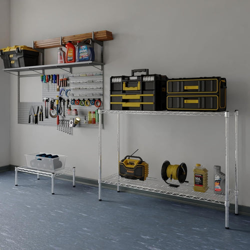 14" Deep x 48" Wide x 34" Height Wire Shelving Kit | 2-Tier | NSF Commercial Storage Rack Unit