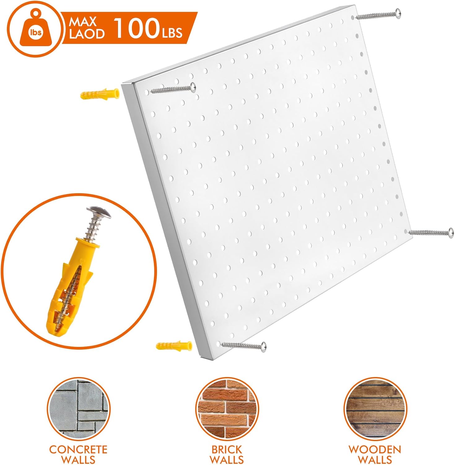 G.CORE Heavy Duty Metal Pegboard Organizer - Wall Storage Steel Peg Board Panels Set 1/4 inch Round Holes 17"x13" 2 Pack Garage Craft Tool Display Hanging Rack Organization Kit with Mounting Hardware
