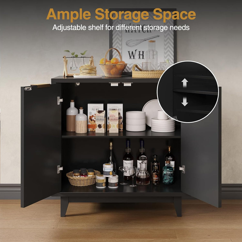 Vabches Modern Fluted Buffet Cabinet with Storage, 31.5" W Sideboard wit...