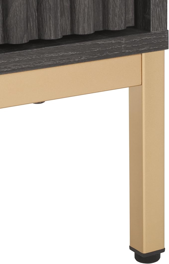 SAFAVIEH Lylia TV Stand for up to 65" Flatscreen – Black & Gold, 4 Doors with Interior Storage, Entertainment Media Console Cabinet (MED9623E)