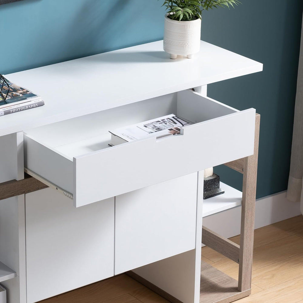 Modern Kitchen Pantry, White Buffet Storage Cabinet with 4 Shelves, Easy to M...
