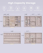 Lolalet Jewelry Box Organizer, 4-Layer Jewelry Organizers and Storage Case with Glass Lid, Ring Earring Bracelet Necklace Holder Organizer, Birthday Christmas Gifts for Women Girls -4Layer, HazePurple