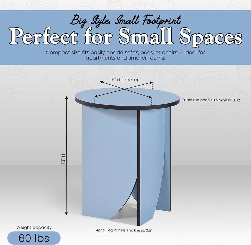 Kings Brand Furniture Zoe Modern Round End Table – Wooden Accent Side Table f...