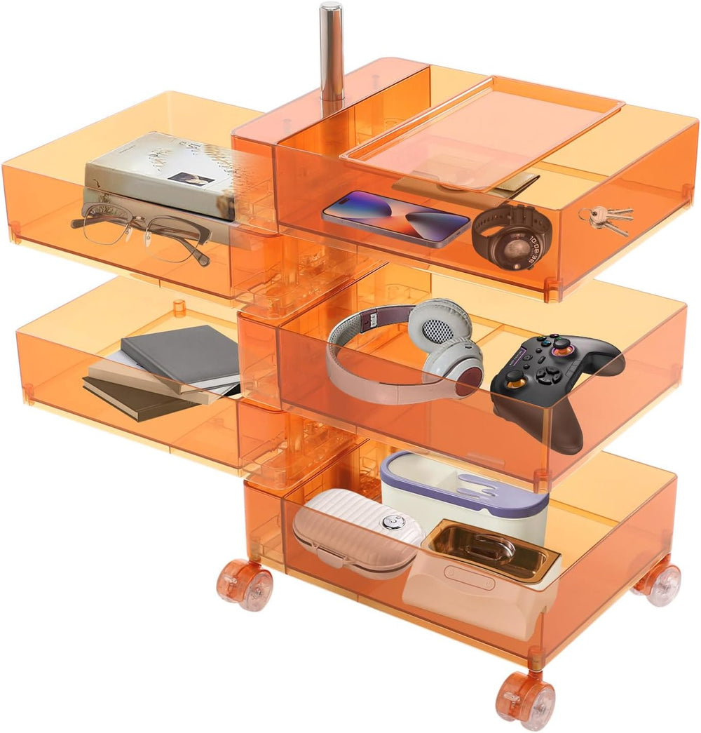 5 Tier Storage Cabinet, 360° Rotating Sofa Side Cabinet, Multi-Functional Rot...