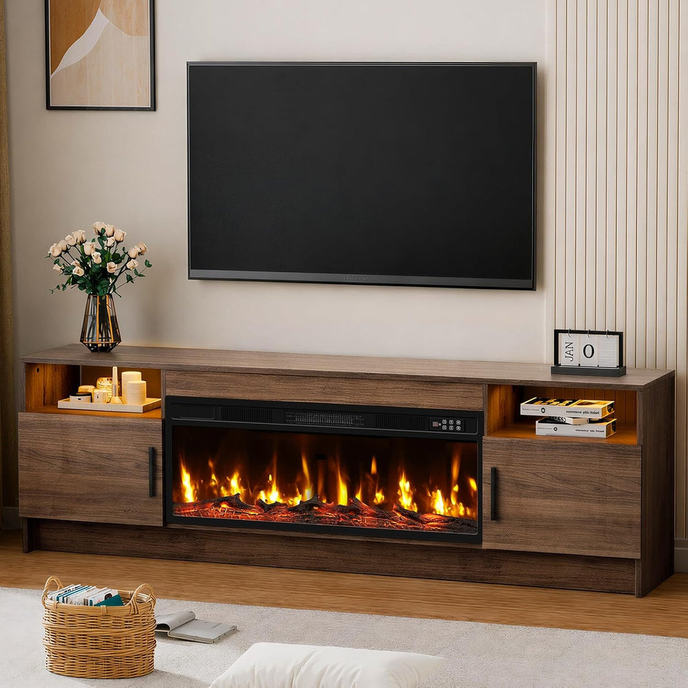 Kucreiheat Fireplace TV Stand for 65-80 inch TV, Large Entertainment Center w...