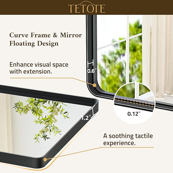 TETOTE Black Bathroom Mirror 22 x 30 Matte Black Metal Framed Vanity Mirror, ...