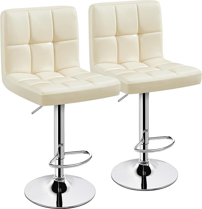 Yaheetech Bar Stools Set of 2, Adjustable PU Leather Swivel Barstools, Modern...