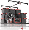 Overhead Garage Storage Lift, 4x4 Ft Ceiling Storage, Heavy-duty Ceiling Mounted Lift System,Ideal for Overhead Space, 250lbs Weight Capacity