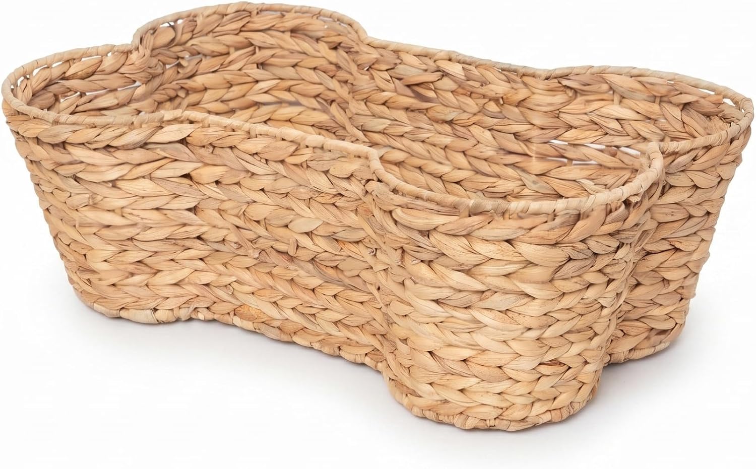 OtterPets Dog Toy Basket, Hyacinth Cat & Dog Bone Shaped Basket, Wicker Pet Toy Bin Organizer, Dog Toy Bin (Large (23"x15"))