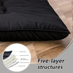MAXYOYO Japanese Floor Mattress Futon Mattress, 4" Thicken Tatami Mat Sleeping Pad Foldable Roll Up Mat Boys Girls Dormitory Pad Kids Floor Lounger Pillow Bed, Charcoal Grey, Queen Size