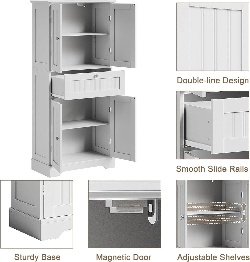 ChooChoo 51" H Bathroom Floor Cabinet with Drawers and Adjustable Shelve...