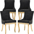 Dining Chairs Set of 4, Kitchen & Dining Room Chairs, Chenille Fabric Upholstered Dinning Chairs, Sillas De Comedor, Nailhead Trim, Metal Legs (Black, 4 Pcs)