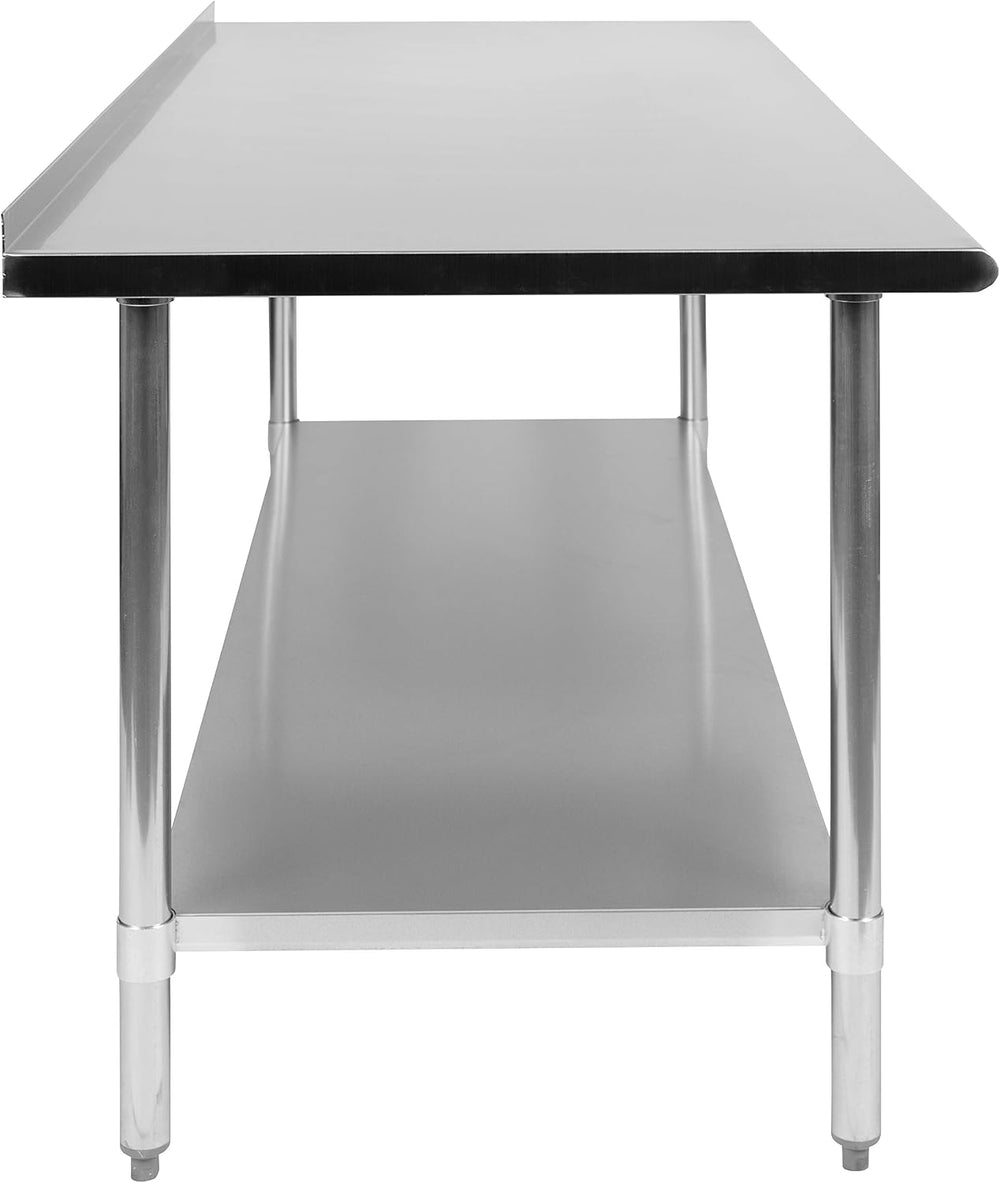 EMMA + OLIVER Stainless Steel 18 Gauge Kitchen Prep and Work Table with Backs...