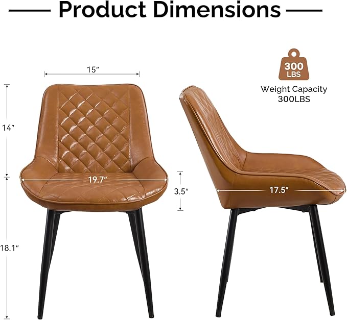 Dining Chair Set of 4, Modern Dining Chairs with Thick Cushions, Faux Leather...