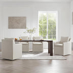 Upholstered Dining Chairs Set of 4, Washable Cover Modren Deskchair with 4 Casters & Hidden Storage for Dining Room, Living Room, Home Office, Flax Beige, 4 Box