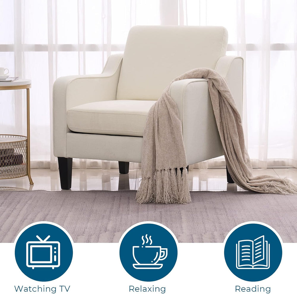 VINGLI Accent Chair, Linen Upholstered Armchair, 380 LBS, Living Room