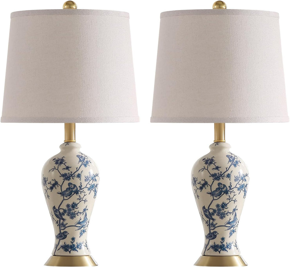 RORIA 24" Chinoiserie Modern Ceramic Small Table Lamps Set of 2 for Bedroom