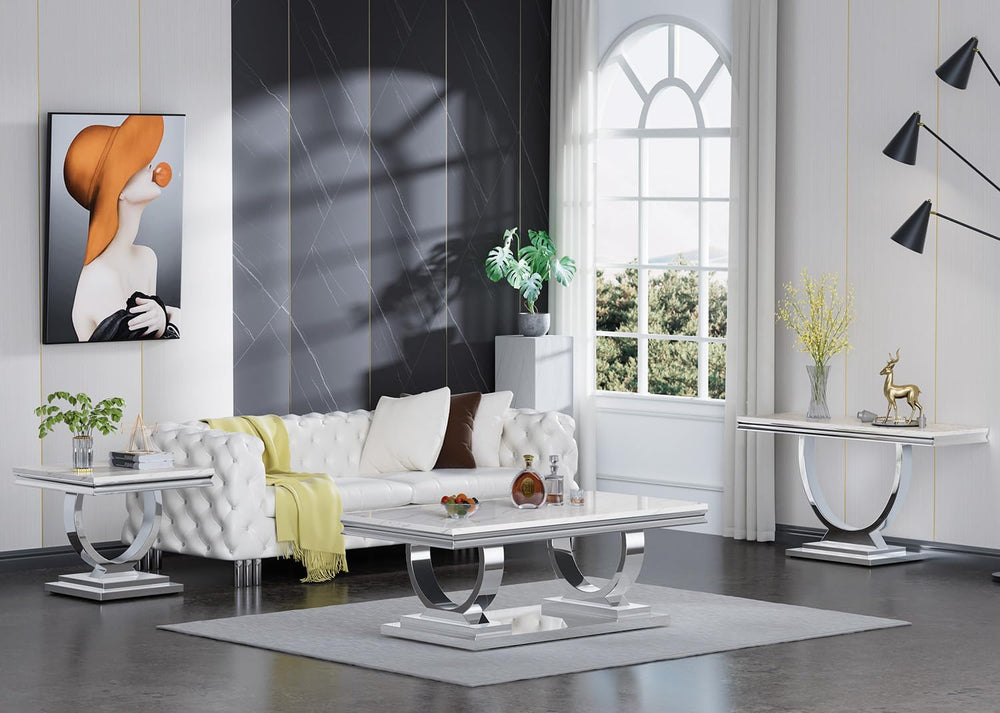SSLine Modern 4 Piece Living Room Table Set, Includes 1 Coffee Table & 2 ...