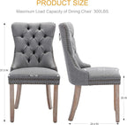 Grey Dining Chairs Set of 4, Upholstered Tufted Linen Fabric Dining Room Chairs with High Back, Nailhead Trim and Solid Wood Legs, Modern Dining Chair for Dining Room, Kitchen(Grey)