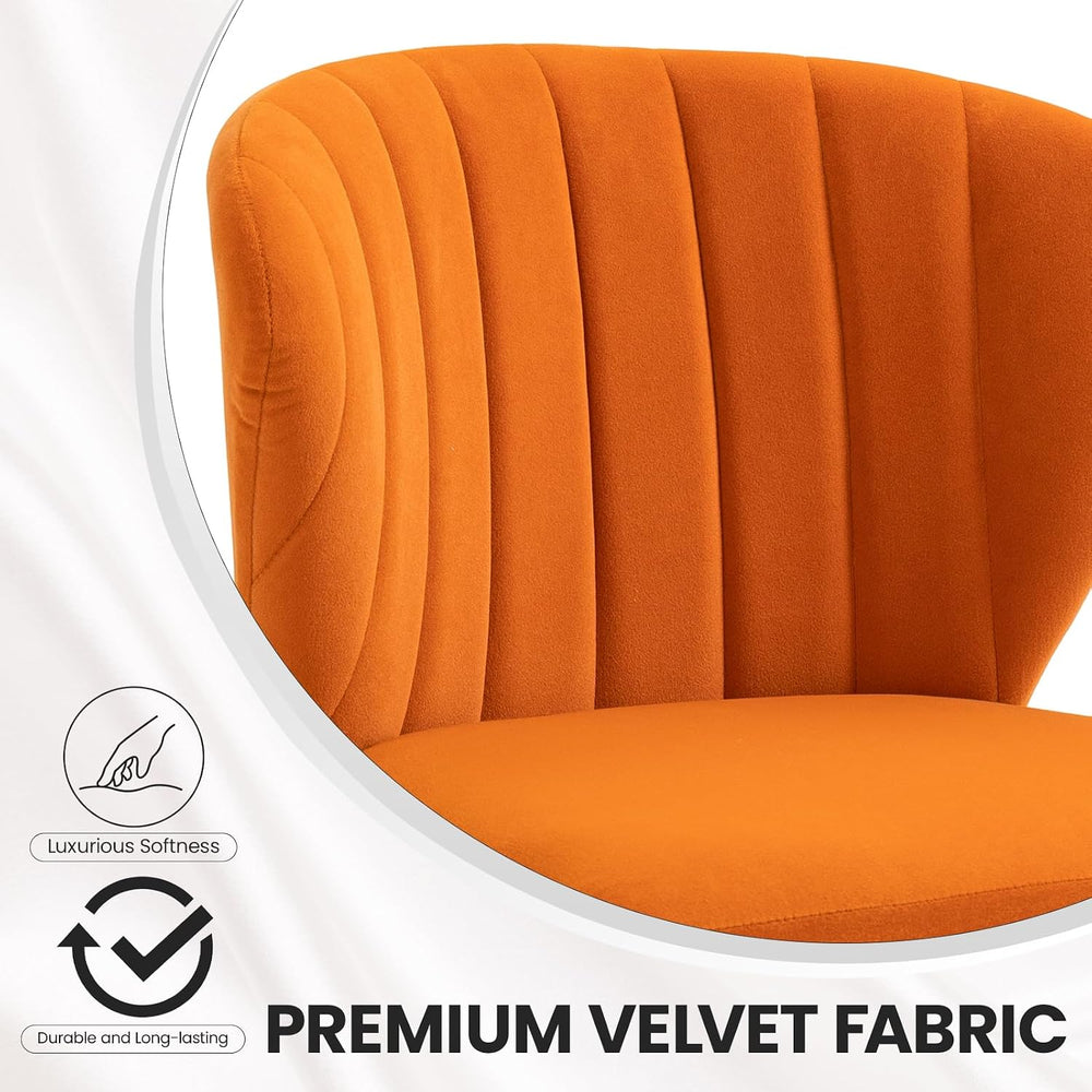Velvet Dining Chairs Set of 2, Modern Upholstered Vanity Chairs with Golden M...