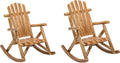 DJL Outdoor Rocking Chairs Set of 2 Wooden Rocker Outside Patio Lawn Log Furniture Living Room Porch Comfy Beach Balcony, Heavy Duty, Lightly Toasted
