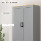 HOMCOM 67" Freestanding Kitchen Pantry 4-Door Cabinet Distressed Gray | Storage Organizer, Adjustable Shelves, Pantry Cabinet with Doors