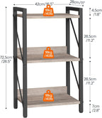 HOOBRO Bookshelf, 3-Tier Industrial Bookcase, Book Shelf Storage Organizer, Small Bookshelf with Metal Frame for Living Room, Bedroom, Home Office, Kitchen, Greige and Black BG71SJ01