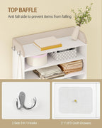 Hzuaneri Shoe Storage Cabinet, 10 Tiers Shoe Organizer with 2 Cloth Drawers | Wooden Freestanding Shoes Cabinet with 2 Hooks, 40-45 Pairs, Shoes Cubby Organizer for Entryway, White SR52903MI