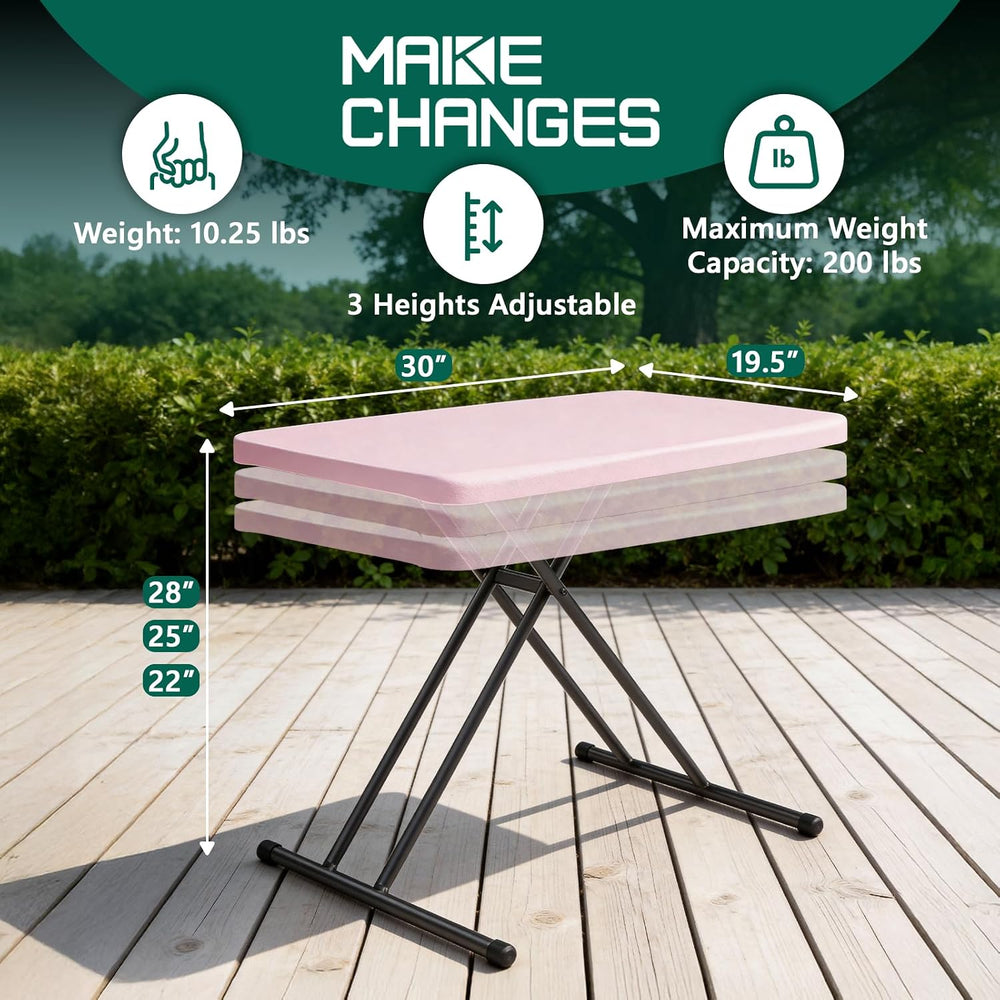 Folding Table 30 Inch - Small Desk Adjustable Height TV Tray for Laptop, Couc...