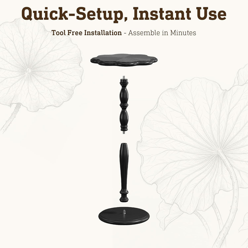 STO'SENSE Black Round Side Table,Drink Table for Small Spaces,Mid-Century...